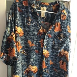 Morro bay print shirt with dragon print